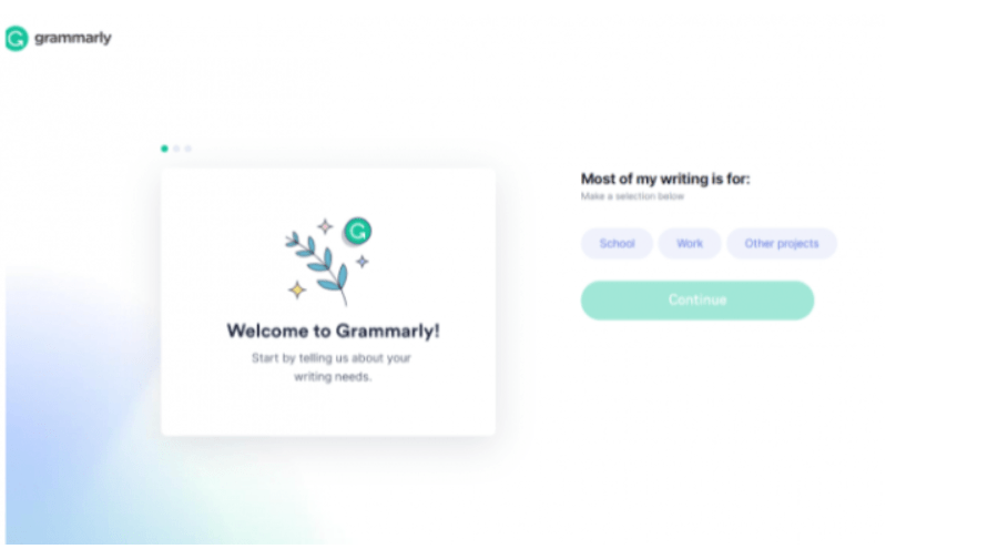 Grammarly - Welcome Page