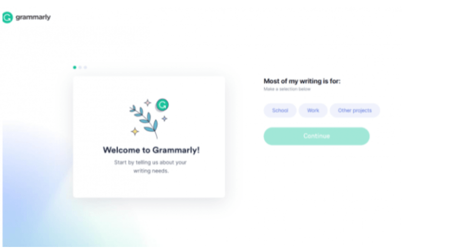 Grammarly - Welcome Page Grammarly - Welcome Page