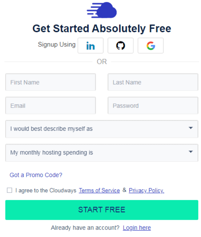 Cloudways - Create A Account Cloudways - Create A Account