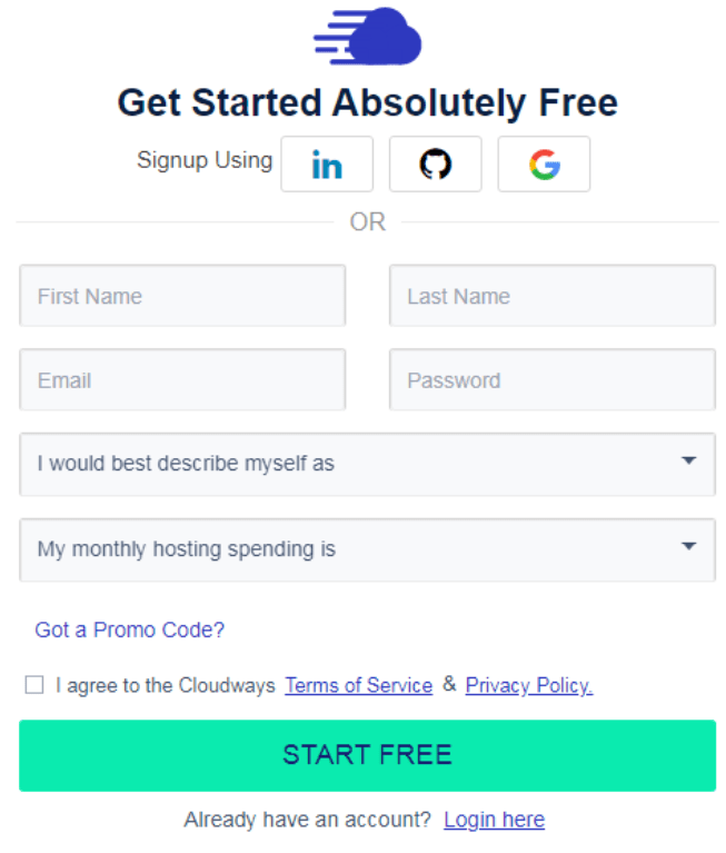 Cloudways - Create A Account