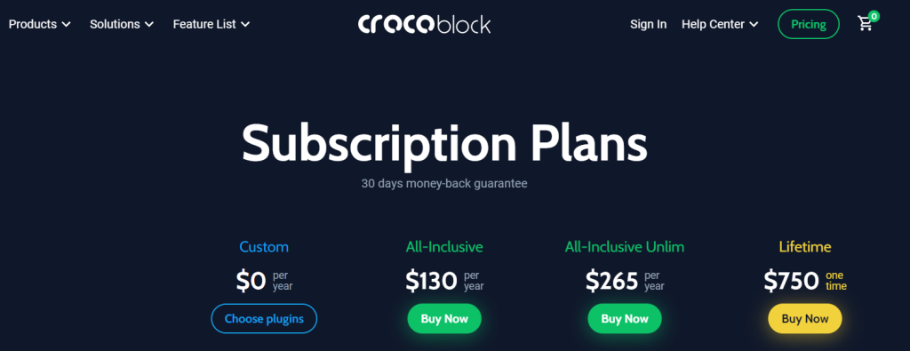 Crocoblock Pricing