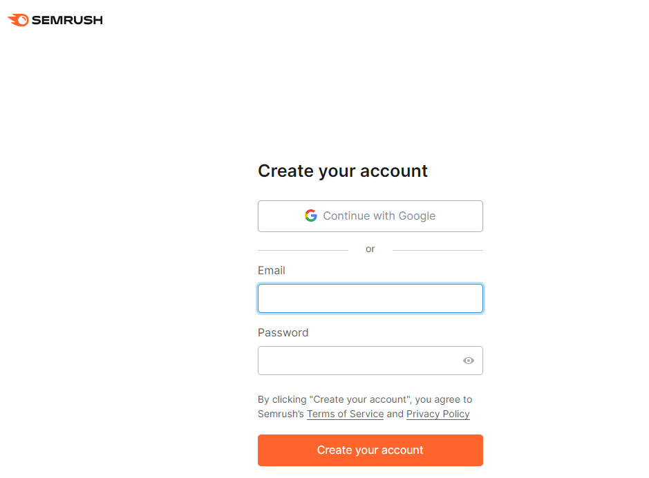 Semrush - Create Your Account