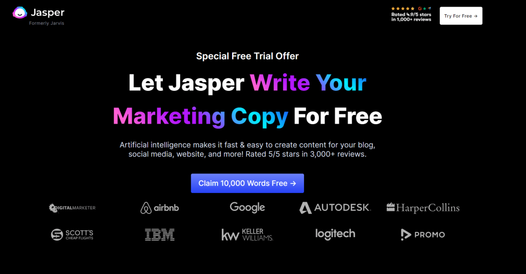 Jasper AI Free Trial Page