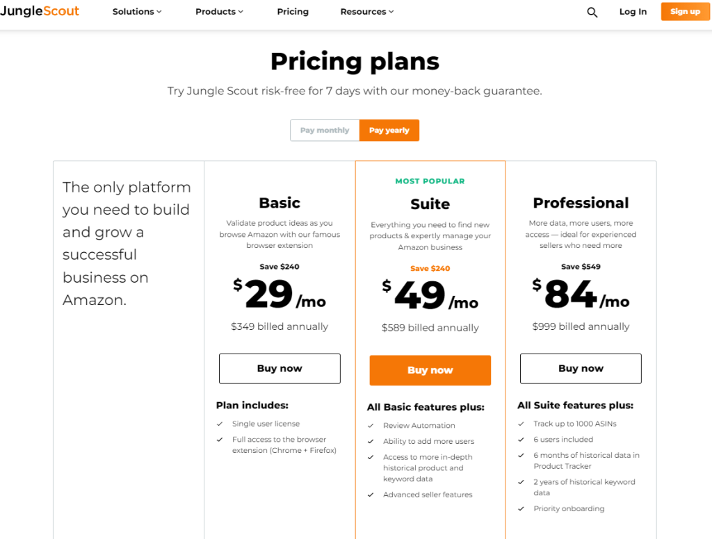 Jungle Scout - Pricing Jungle Scout - Pricing