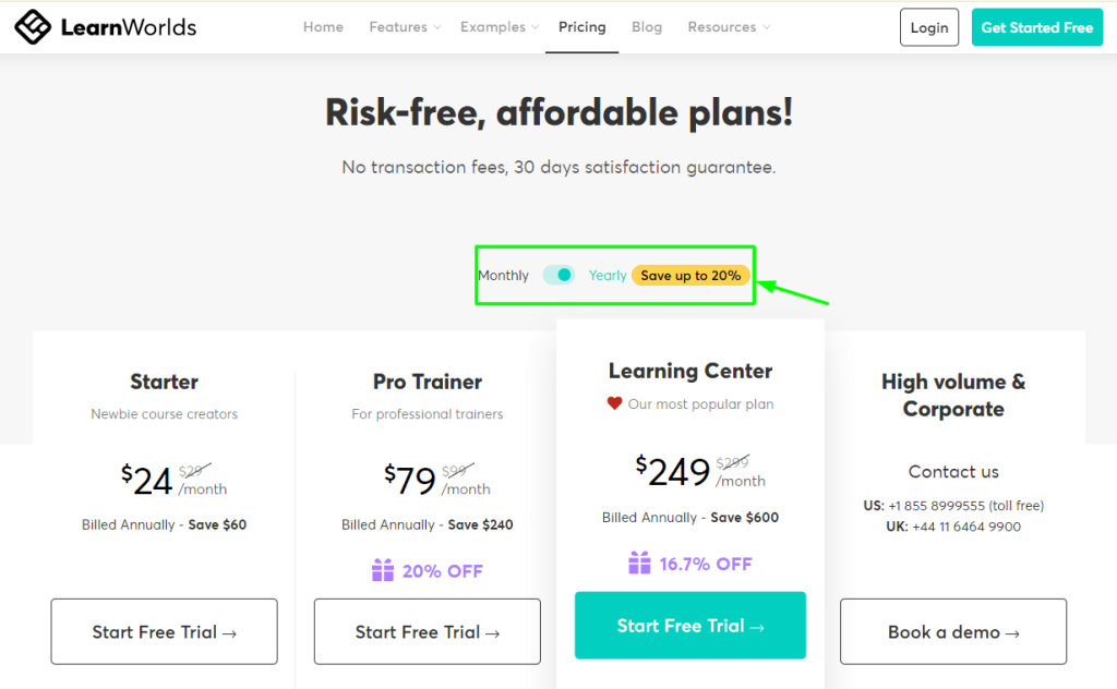 LearnWorlds - Pricing