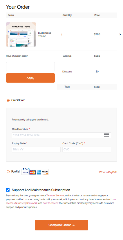 BuddyBoss - Complete Your Order BuddyBoss - Complete Your Order