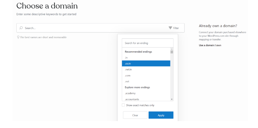 Choose  a domain