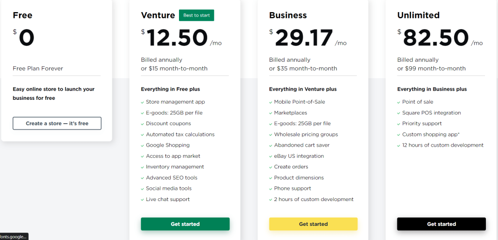 Ecwid Pricing Plan