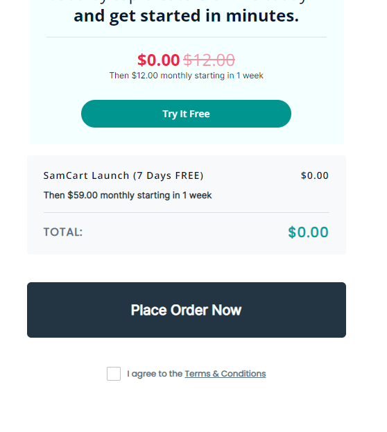 SamCart- 7 day free trial