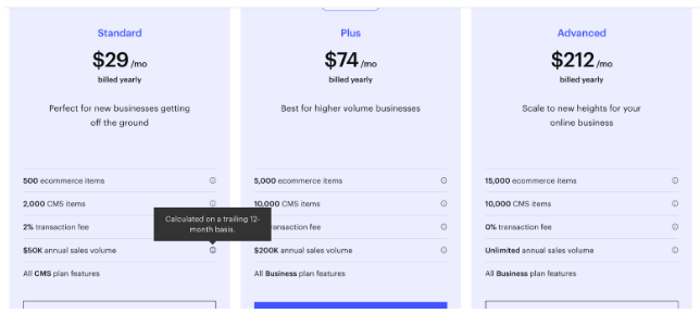  Webflow -Ecommerce Plans