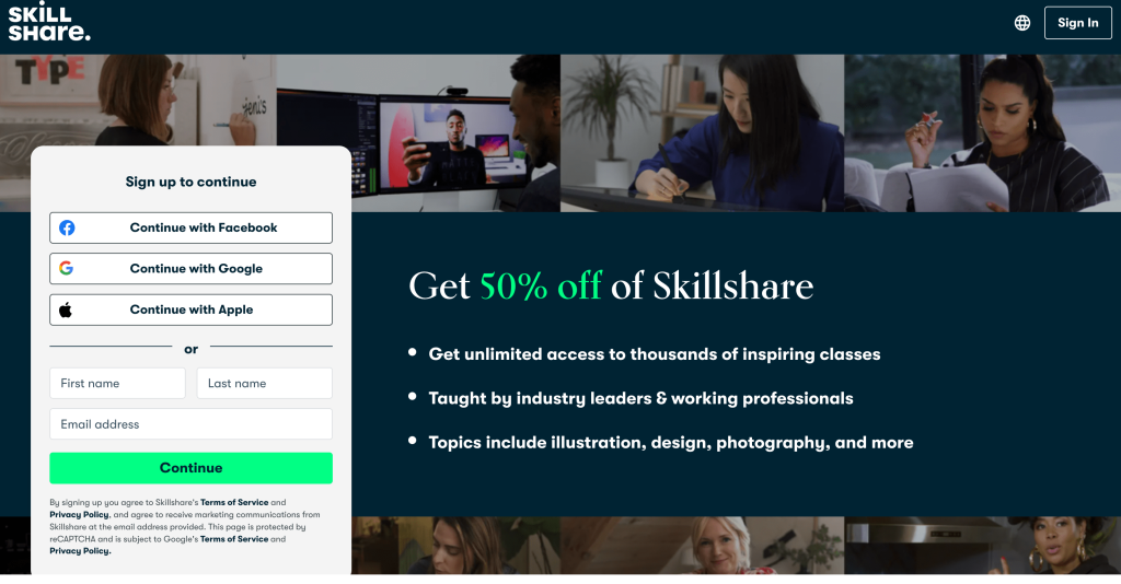 Skillshare-Create an account