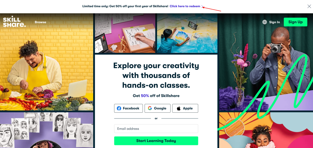Skillshare Homepage