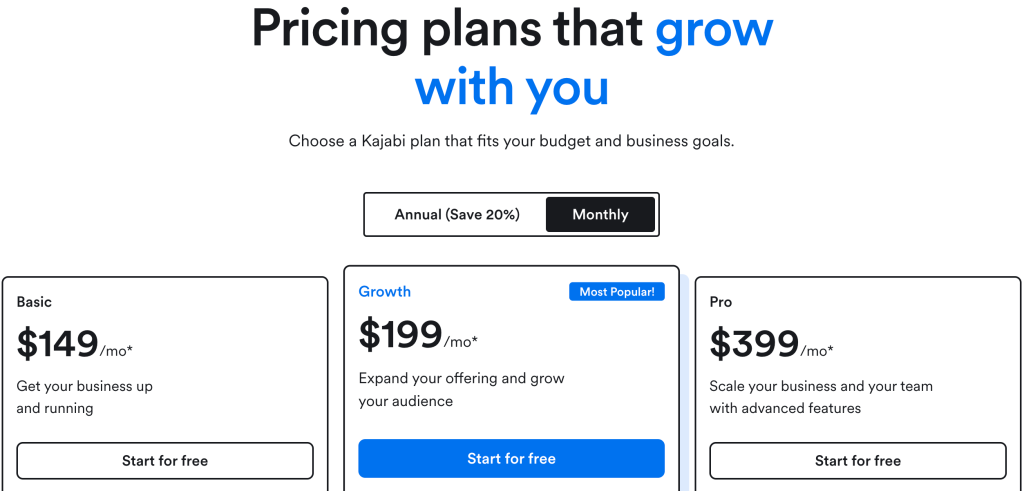 Kajabi Discount Code - Pricing