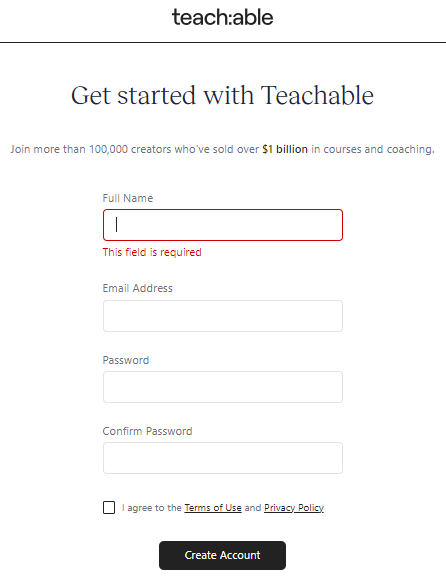 Create A Teachable Account